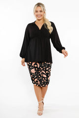 PQ Collection RUCHE SKIRT IN NIGHT BLOSSOM