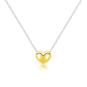 My Little Silver Mega Puff Heart Necklace - Yellow Gold