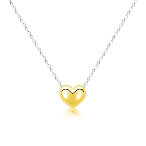 My Little Silver Mega Puff Heart Necklace - Yellow Gold
