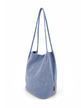 Trifine Natural Long Handled Bag Pale Blue