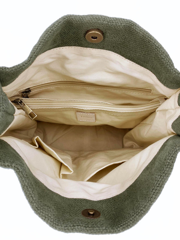 Trifine Natural Long Handled Bag Khaki