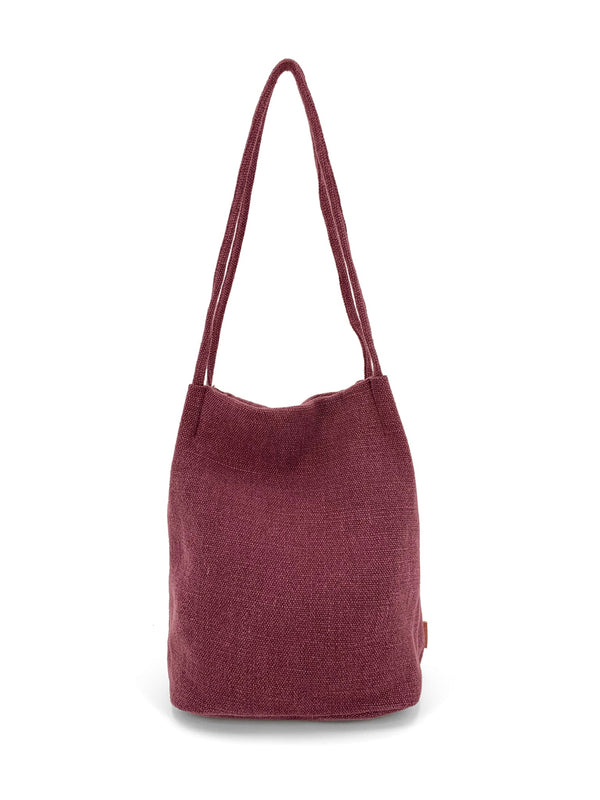 Trifine Natural Long Handled Bag Plum