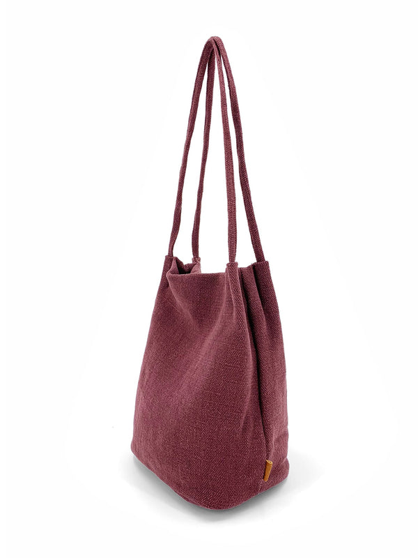 Trifine Natural Long Handled Bag Plum