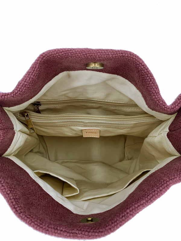 Trifine Natural Long Handled Bag Plum