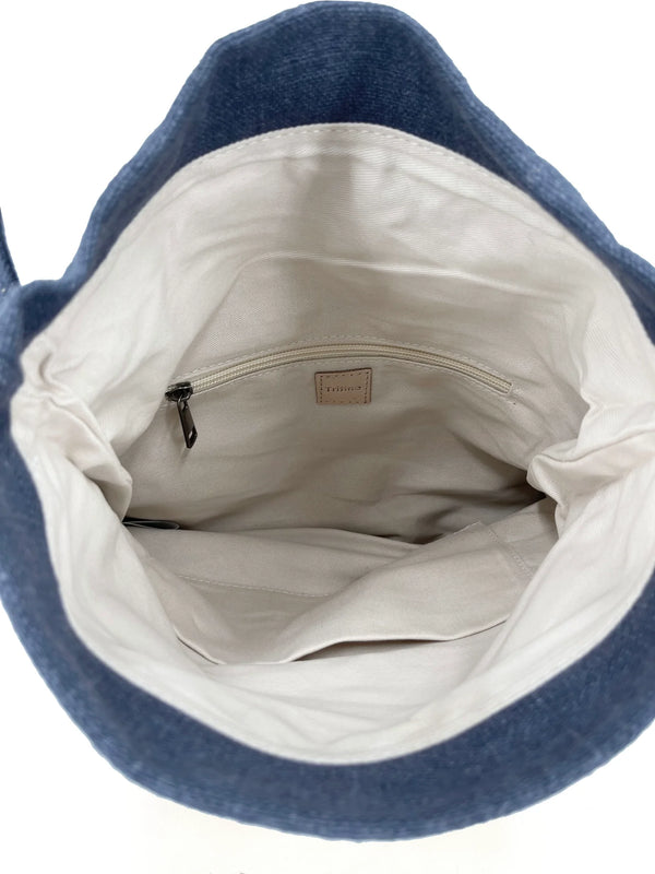 Trifine Natural Roll-top Bag-Navy