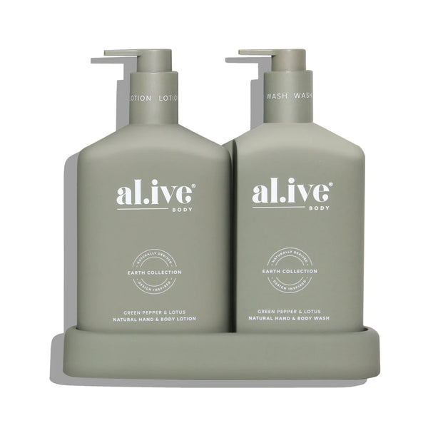 al.ive body Wash & Lotion Duo + Tray GREEN PEPPER & LOTUS
