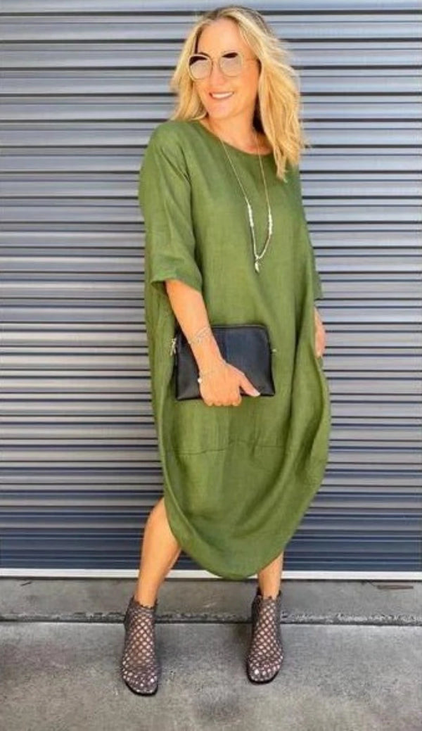 Montaigne- Linen- Scallop- Dress