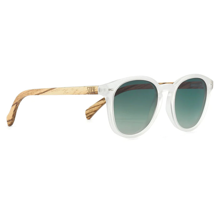 SOEK TAINE FROST - Clear Frosted Sunglasses Khaki Lens Walnut Arms