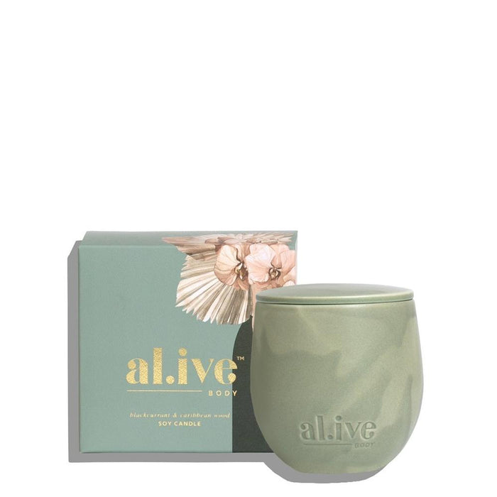 al.ive body BLACKCURRANT & CARIBBEAN WOOD SOY CANDLE - Fig & Little