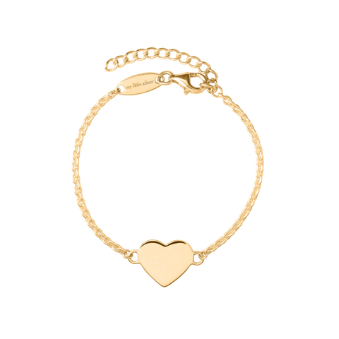 My Little Silver Glossy Hearts Bracelet - Yellow Gold