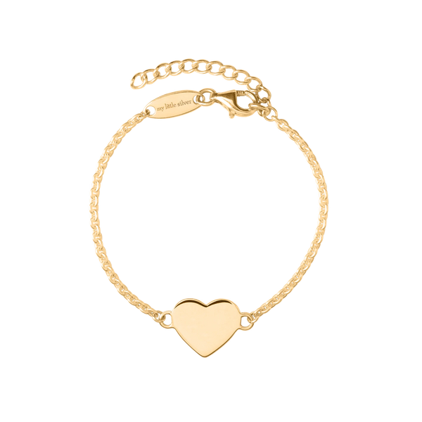 My Little Silver Glossy Hearts Bracelet - Yellow Gold