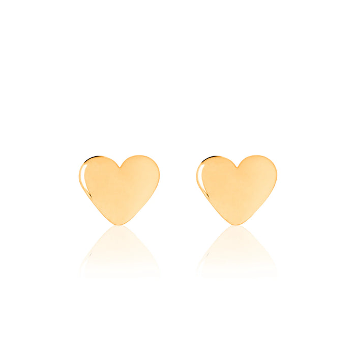 My Little Silver-Shiny Baby Heart Earrings - Yellow Gold