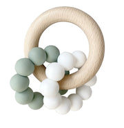 ALIMROSE DOUBLE SILICONE TEETHER RING - SAGE/WHITE