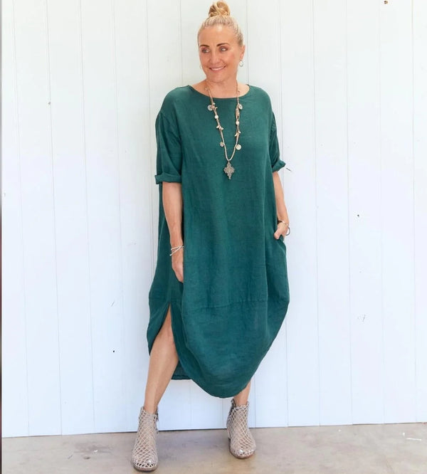 Montaigne- Linen- Scallop- Dress